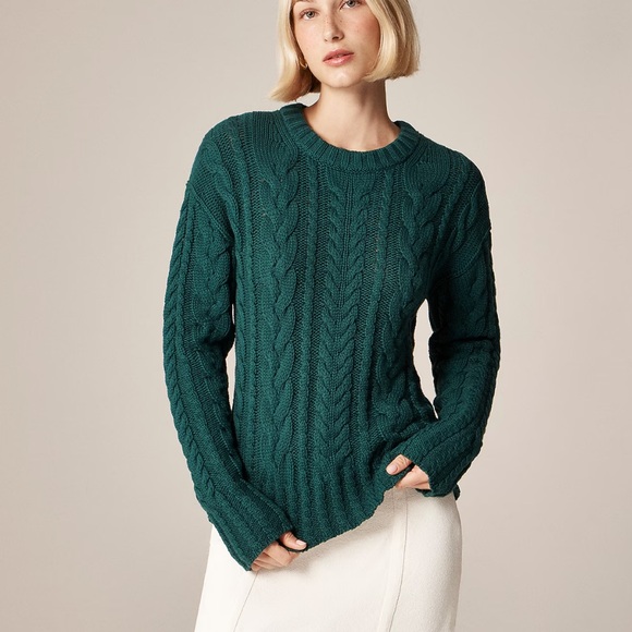J. Crew Sweaters - J Crew Cable-knit crewneck sweater XXS Green